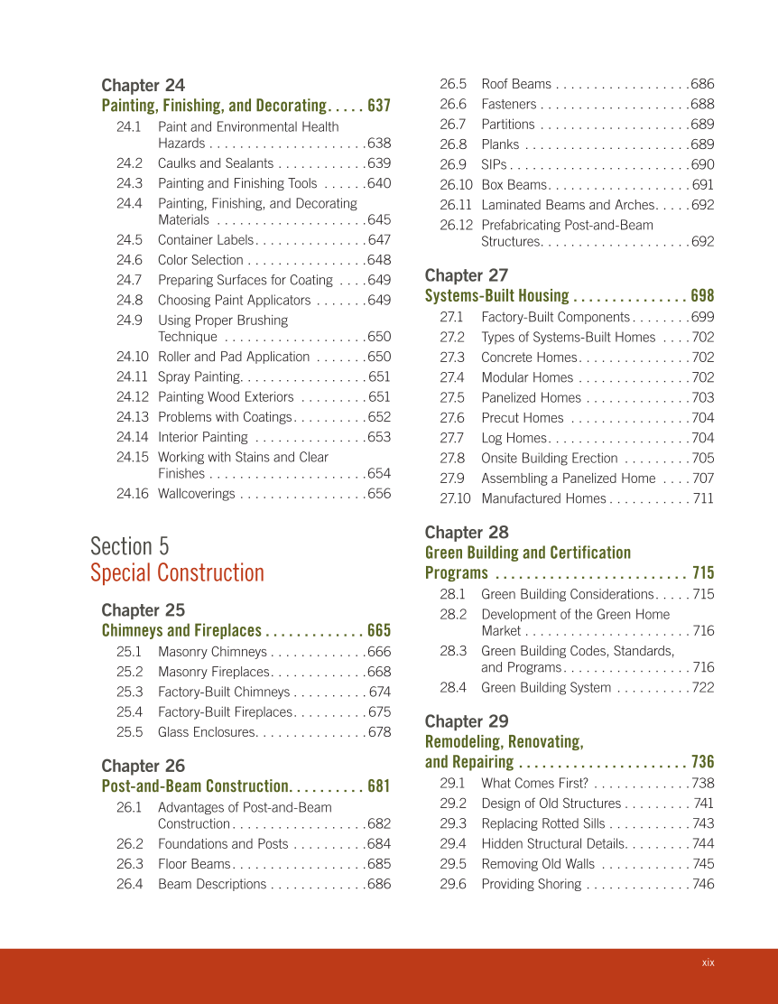 Modern Carpentry 13e, Textbook page xix