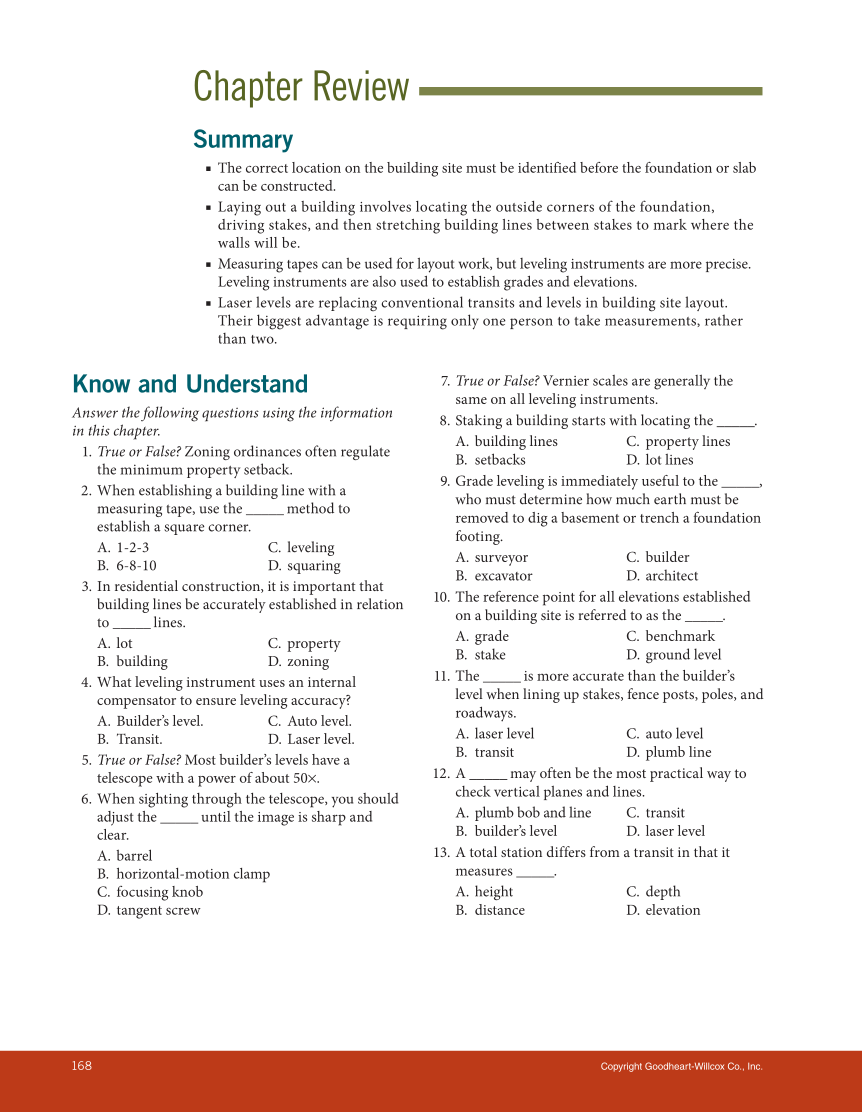 Modern Carpentry 13e, Textbook page 168