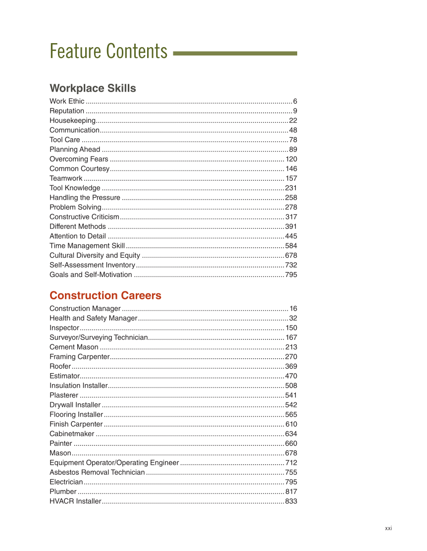 Modern Carpentry 13e, Textbook page xxi