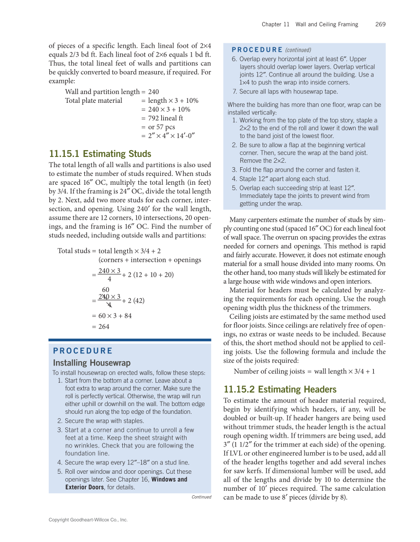 Modern Carpentry 13e, Textbook page 269