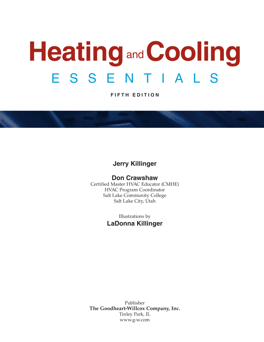 Heating and Cooling Essentials 5e, Textbook page i