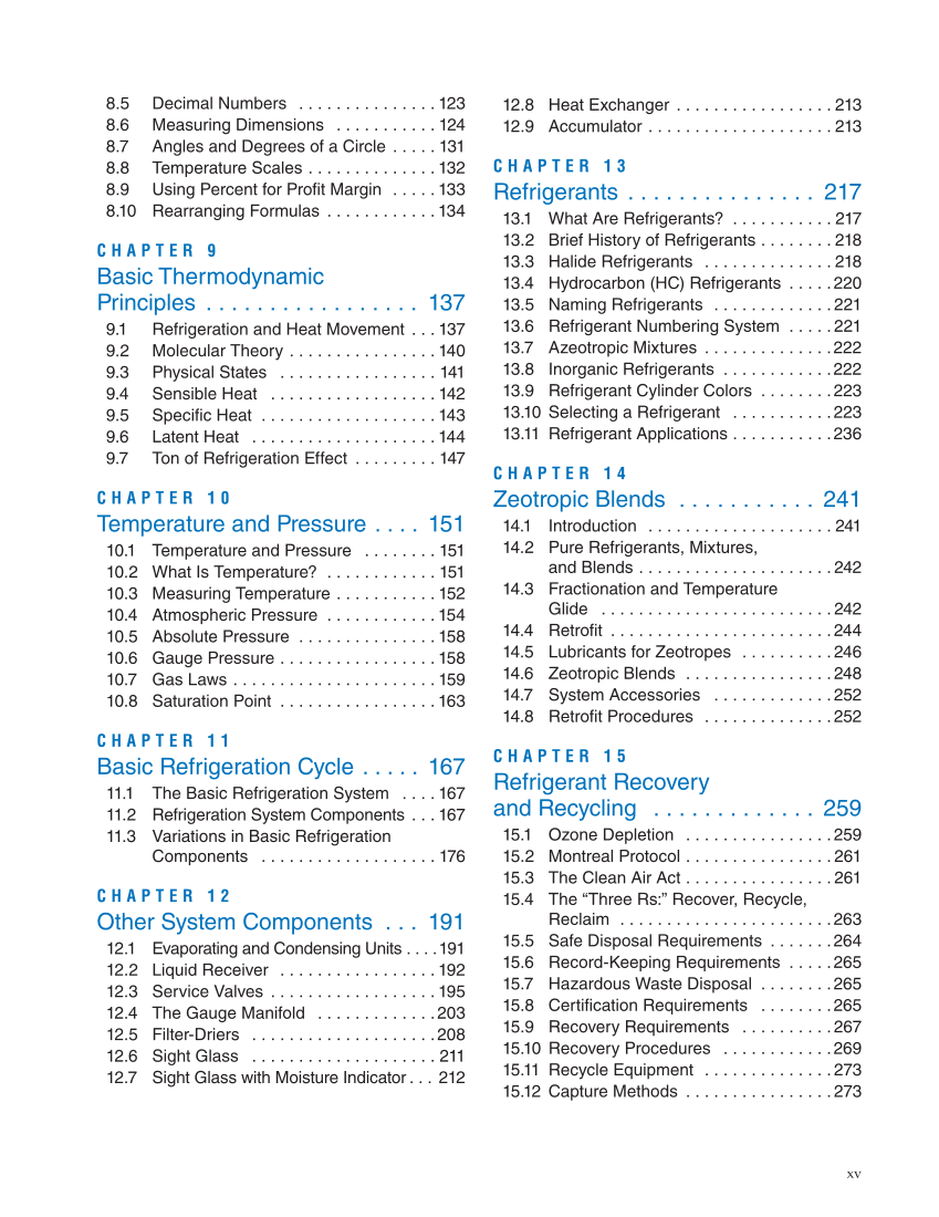 Heating and Cooling Essentials 5e, Textbook page xv
