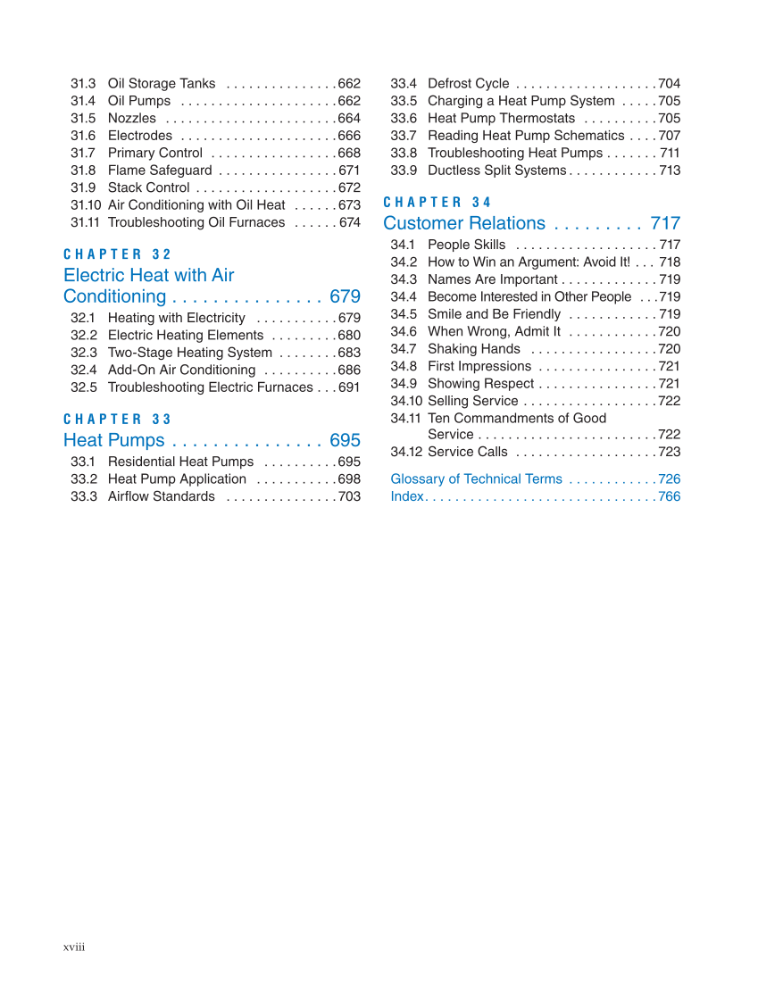 Heating and Cooling Essentials 5e, Textbook page xviii
