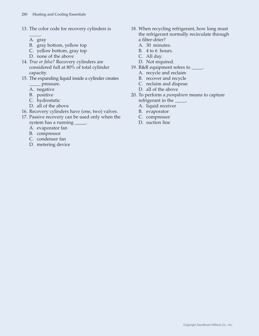 Heating and Cooling Essentials 5e, Textbook page 280