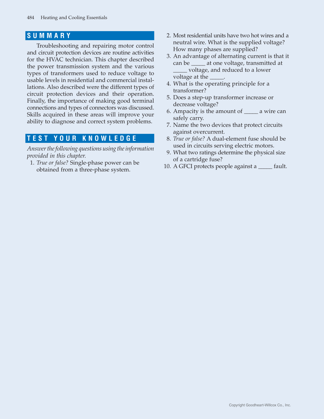 Heating and Cooling Essentials 5e, Textbook page 484