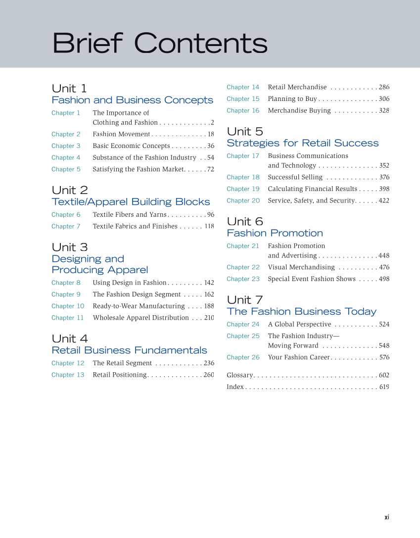 Fashion Marketing & Merchandising, 5th Edition page xi