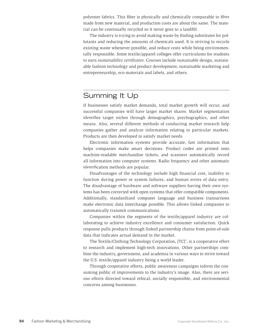 Fashion Marketing & Merchandising, 5th Edition page 94