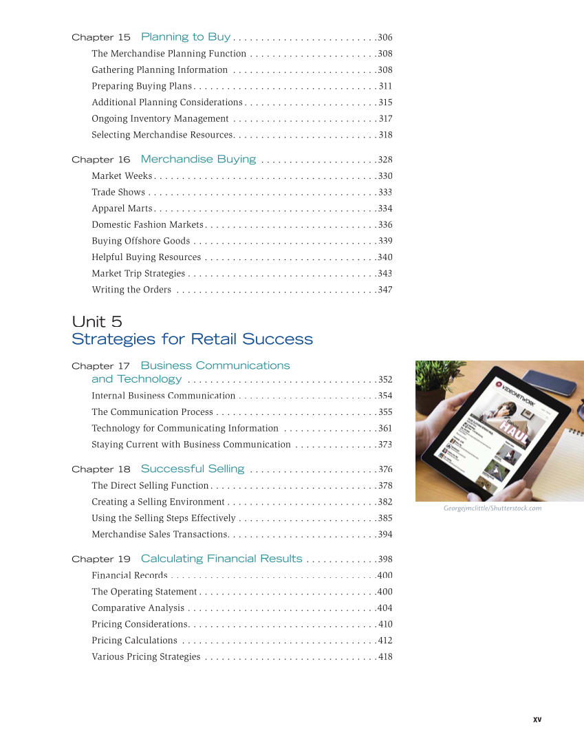 Fashion Marketing & Merchandising, 5th Edition page xv