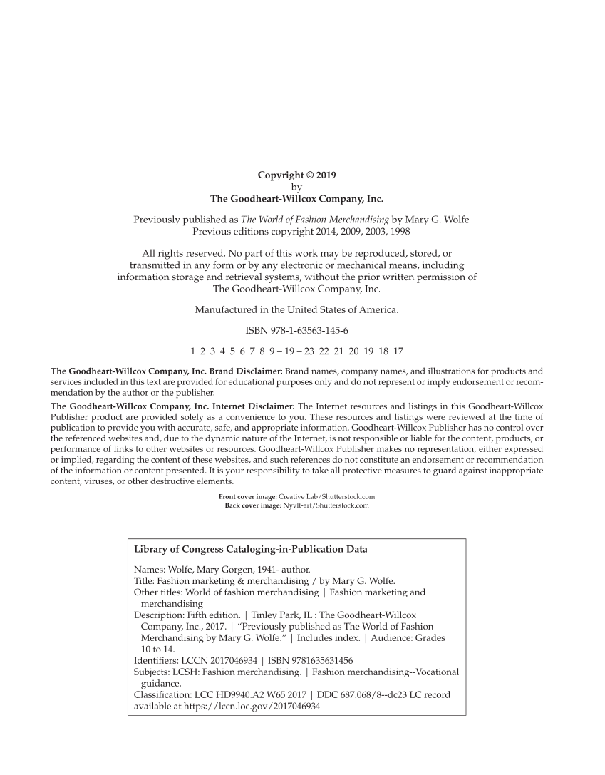 Fashion Marketing & Merchandising, 5th Edition page ii