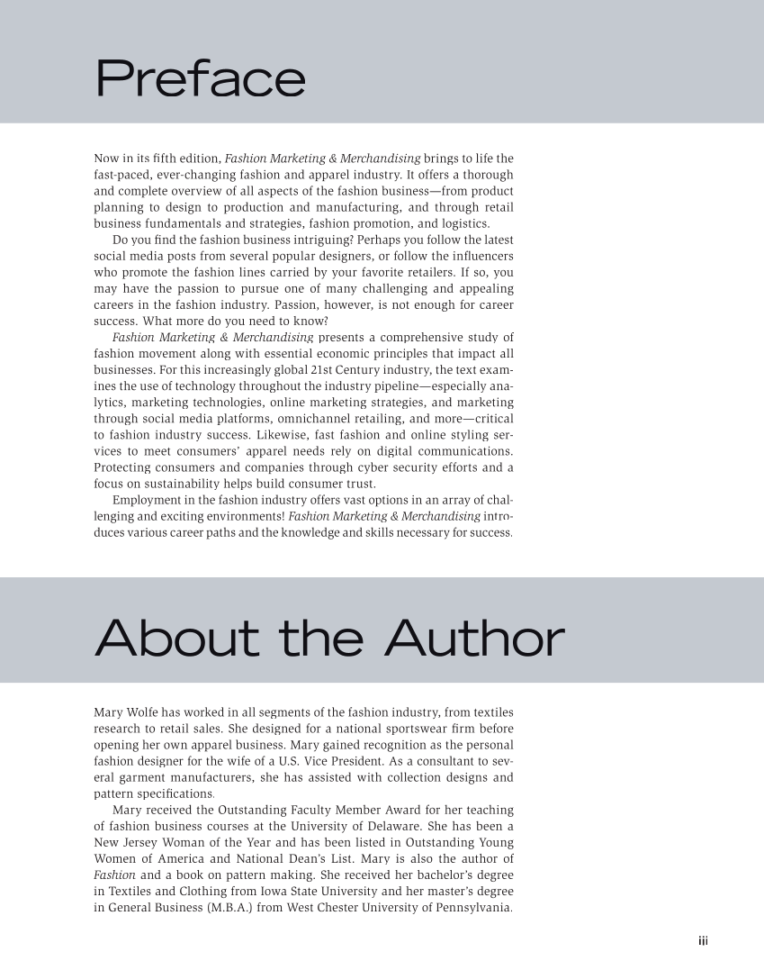 Fashion Marketing & Merchandising, 5th Edition page iii
