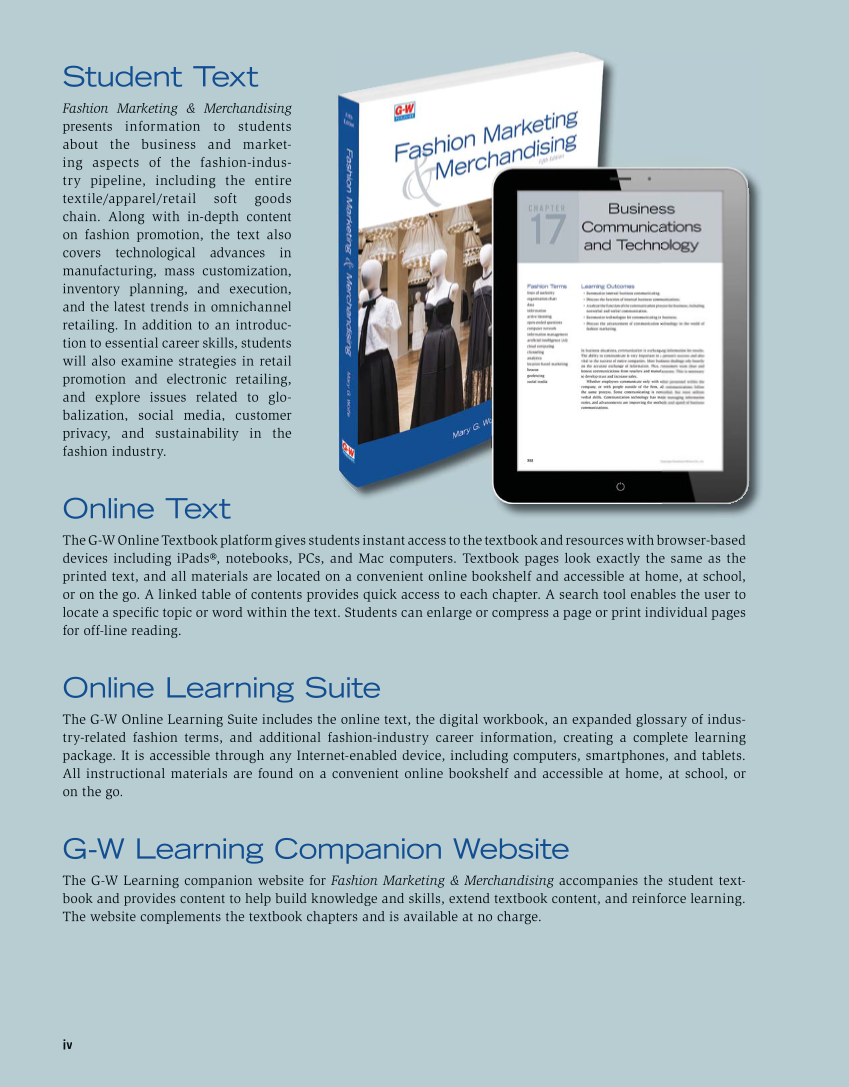Fashion Marketing & Merchandising, 5th Edition page iv