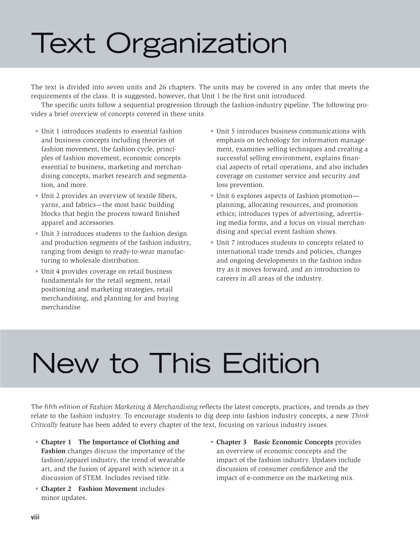 Fashion Marketing & Merchandising, 5th Edition page viii