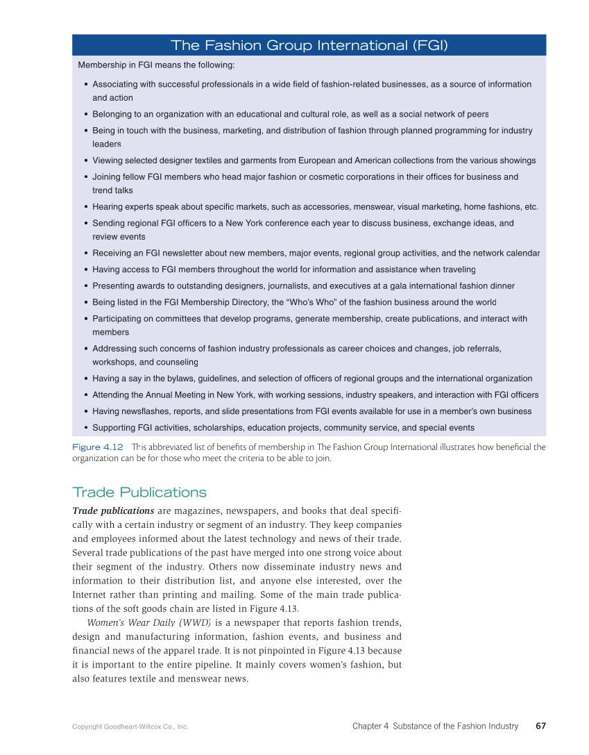 Fashion Marketing & Merchandising, 5th Edition page 67