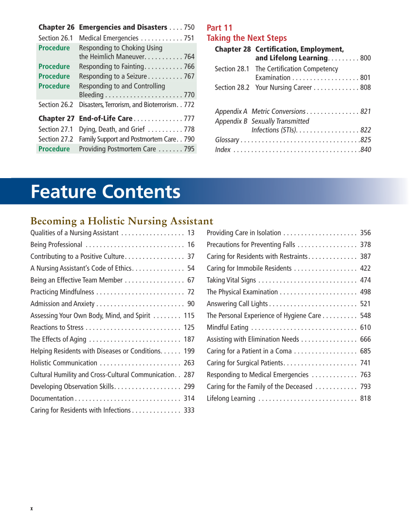 The Nursing Assistant: Essentials of Holistic Care, 1st Edition page x