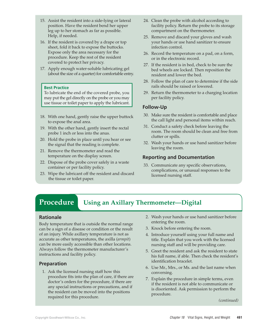 The Nursing Assistant: Essentials of Holistic Care, 1st Edition page 461