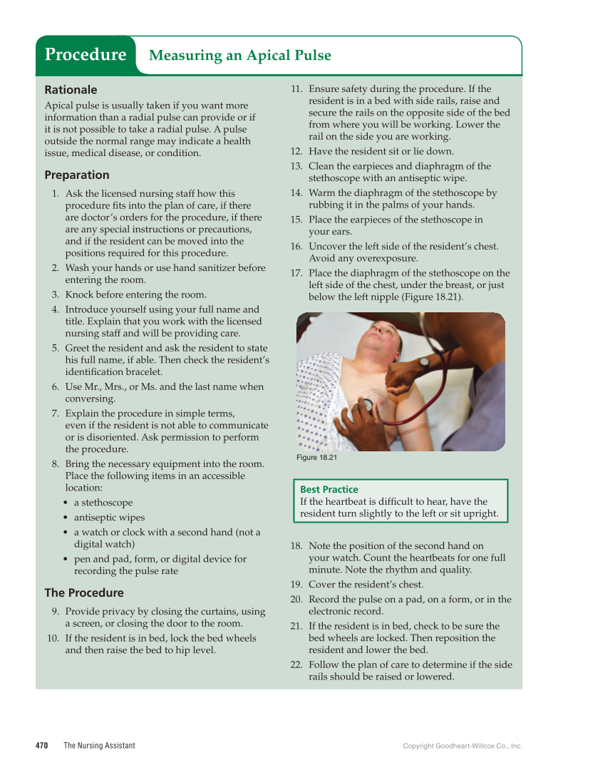 The Nursing Assistant: Essentials of Holistic Care, 1st Edition page 470