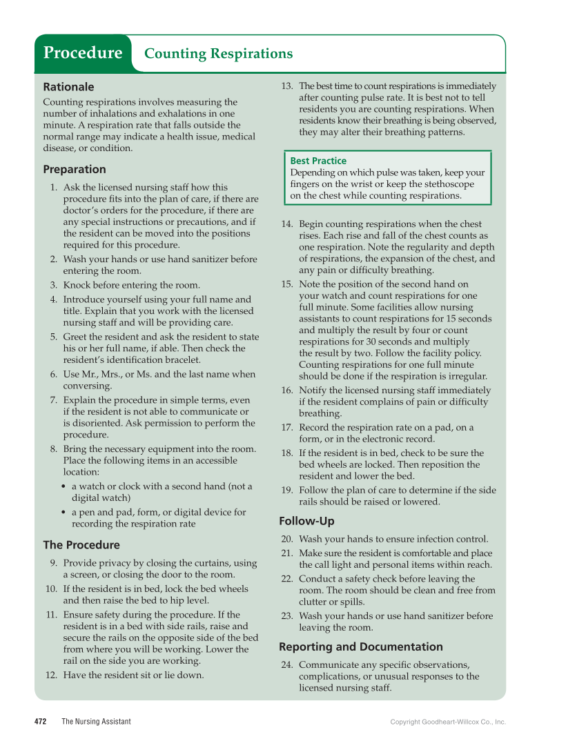 The Nursing Assistant: Essentials of Holistic Care, 1st Edition page 472