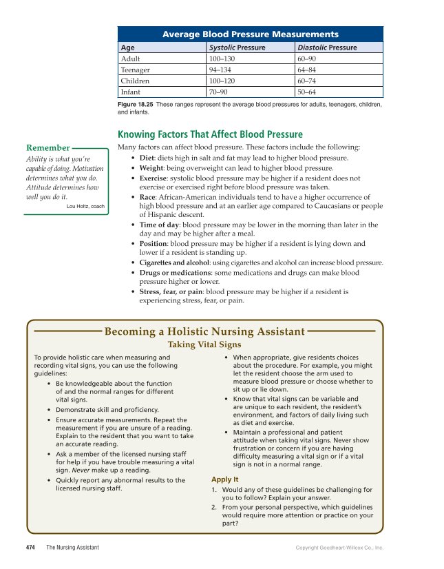 The Nursing Assistant: Essentials of Holistic Care, 1st Edition page 474