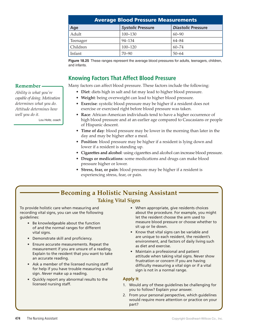 The Nursing Assistant: Essentials of Holistic Care, 1st Edition page 474