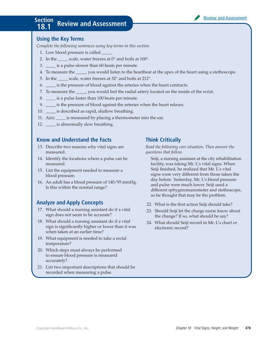 The Nursing Assistant: Essentials of Holistic Care, 1st Edition page 479