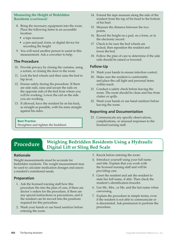 The Nursing Assistant: Essentials of Holistic Care, 1st Edition page 484