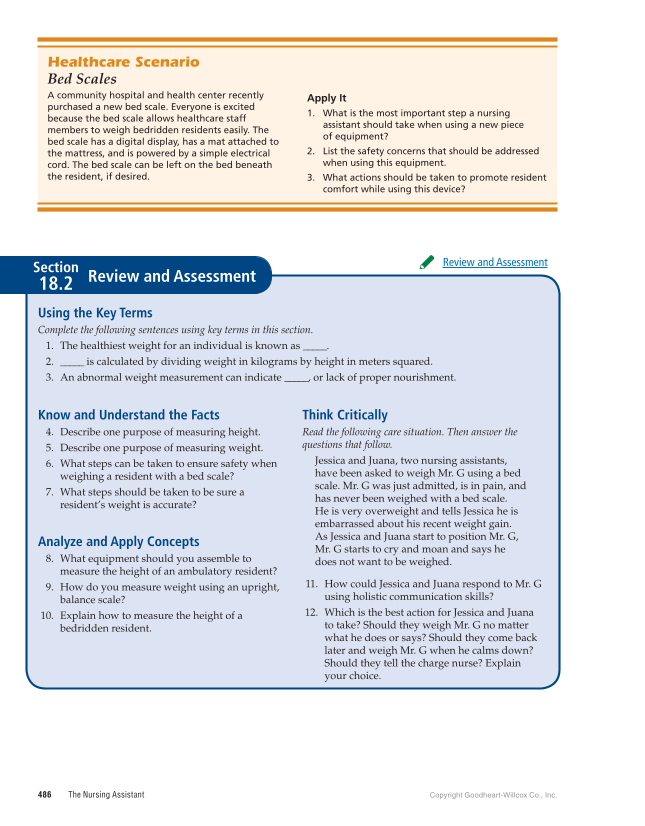The Nursing Assistant: Essentials of Holistic Care, 1st Edition page 486