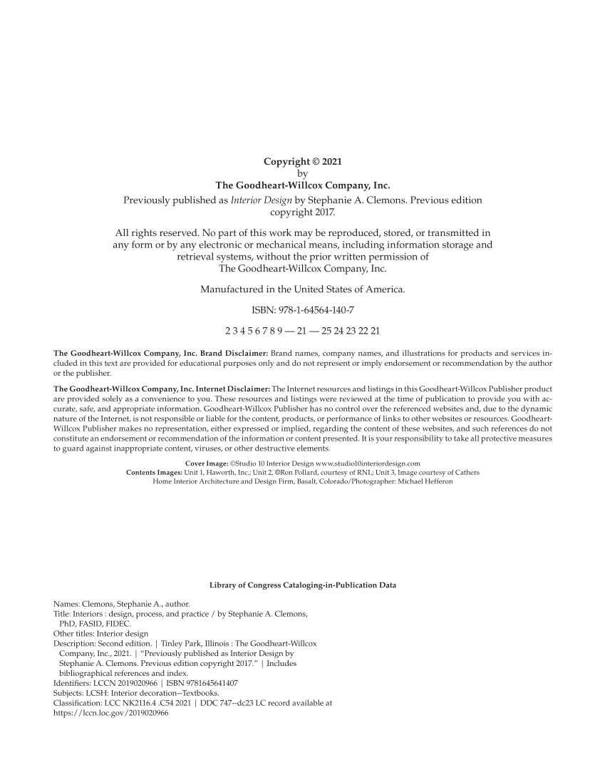 Interiors: Design, Process, and Practice, 2nd Edition page ii