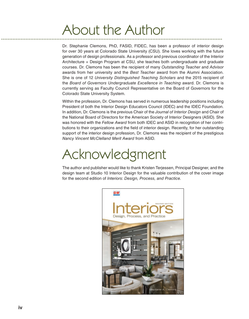 Interiors: Design, Process, and Practice, 2nd Edition page iv