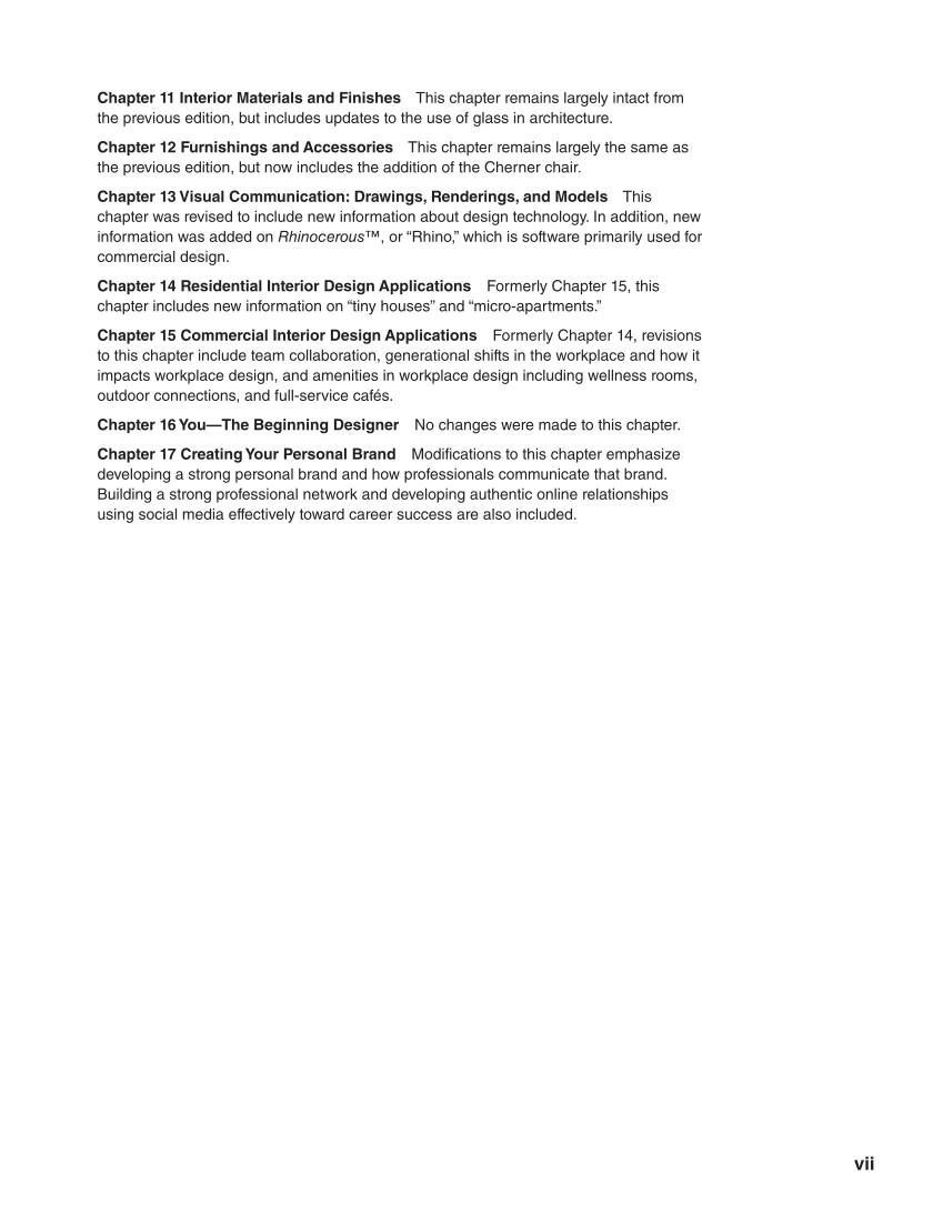 Interiors: Design, Process, and Practice, 2nd Edition page vii