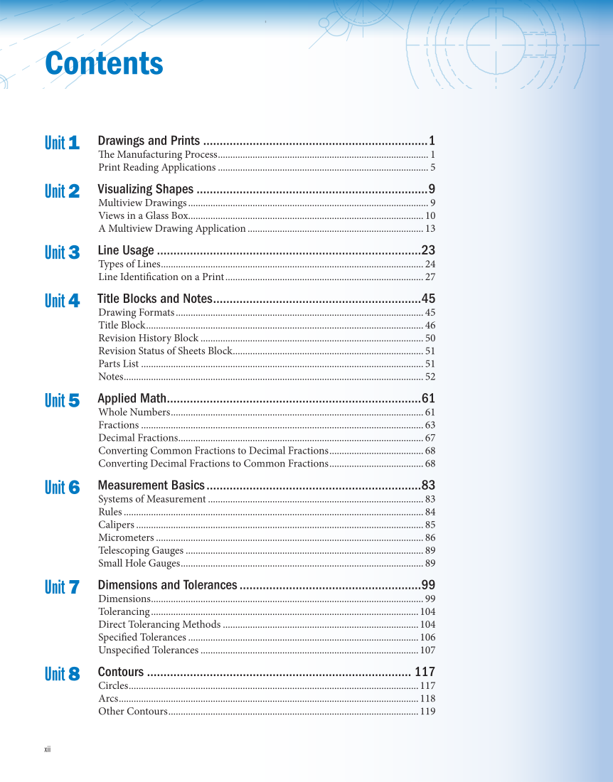 Machine Trades Print Reading 7e page xii