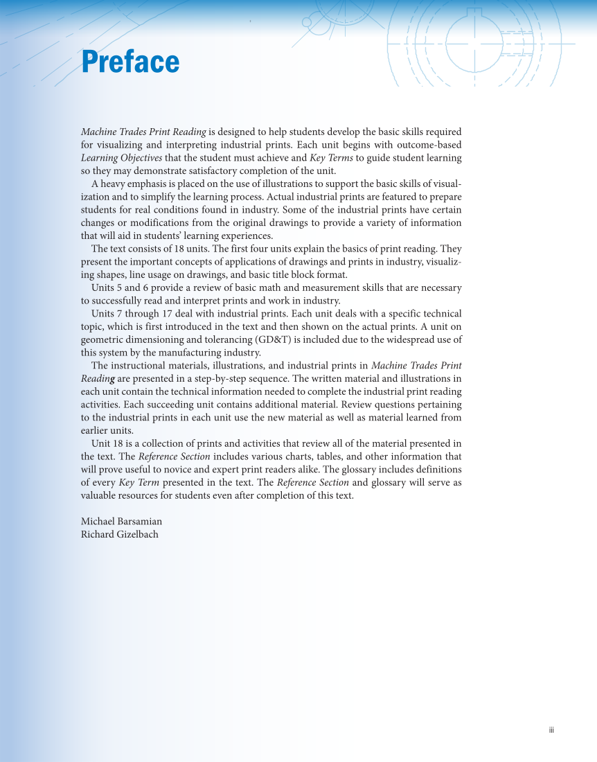 Machine Trades Print Reading 7e page iii