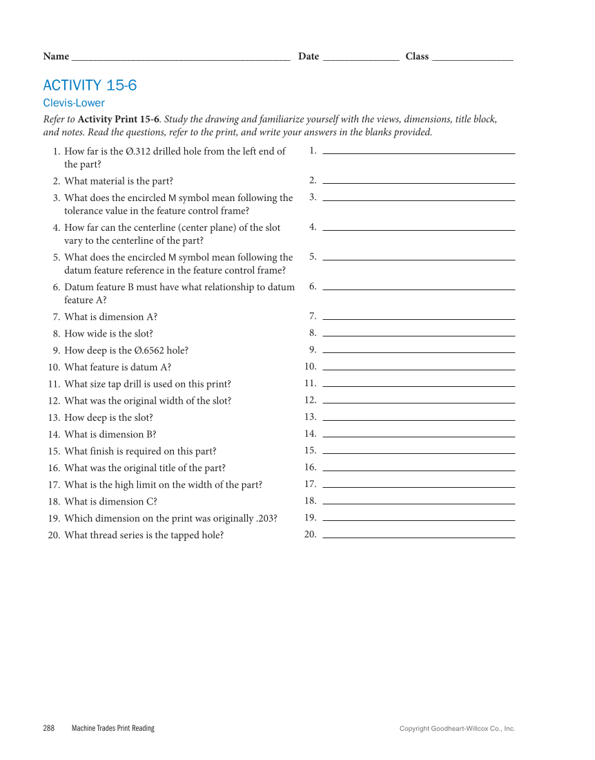 Machine Trades Print Reading 7e page 288