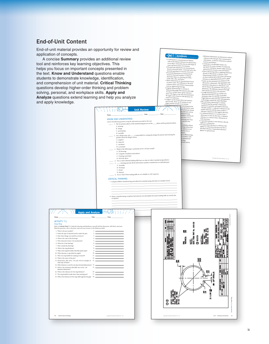 Machine Trades Print Reading 7e page ix