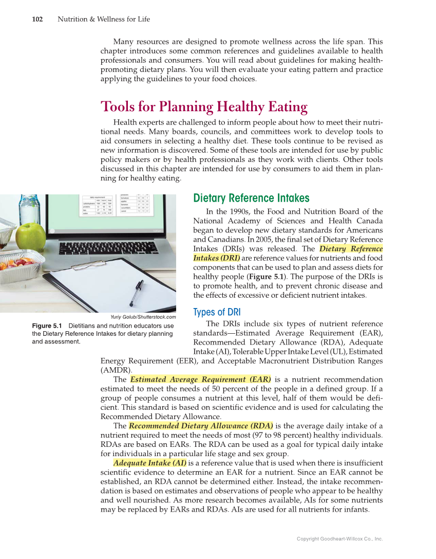 Nutrition & Wellness for Life, 5th Edition page 102