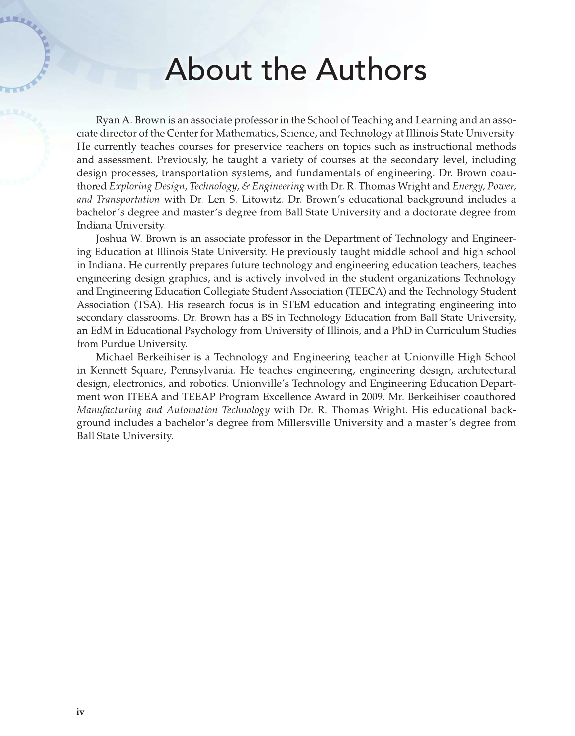 Engineering Fundamentals: Design, Principles, and Careers, 2nd Edition page iv