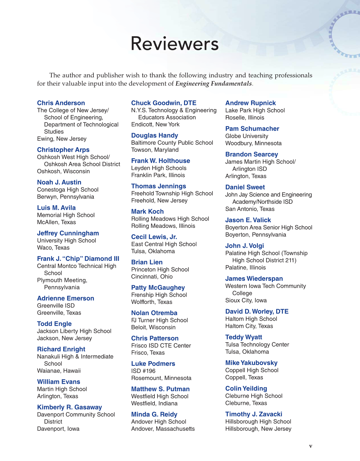 Engineering Fundamentals: Design, Principles, and Careers, 2nd Edition page v