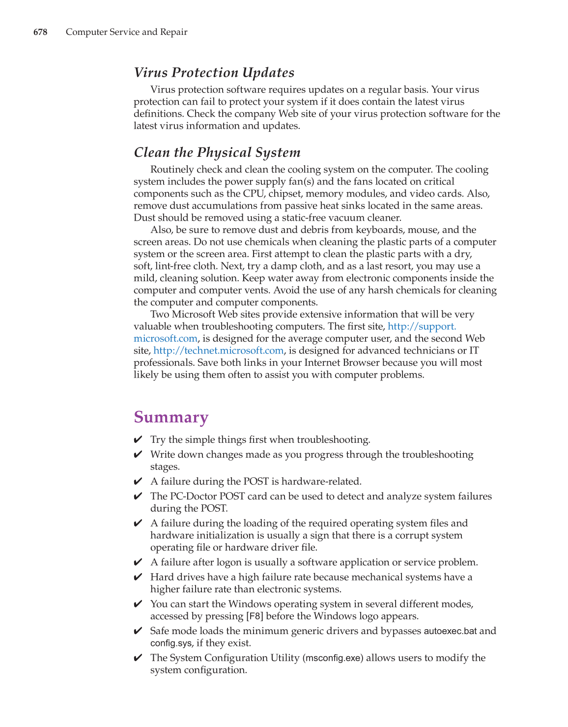 Computer Service and Repair, 3rd Edition page 678