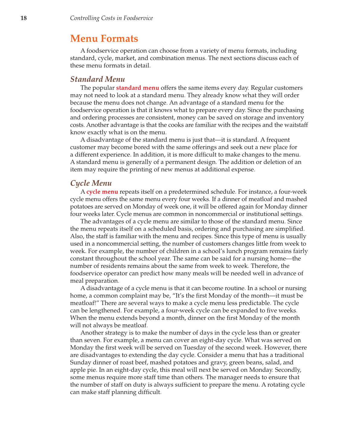 Controlling Costs in Foodservice, 1st Edition page 18