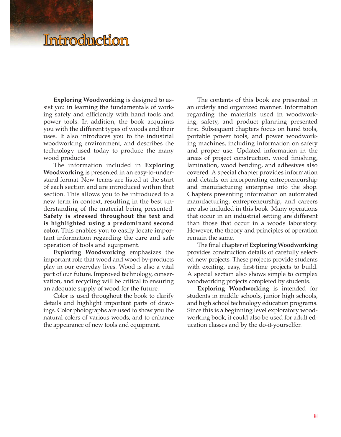 Exploring Woodworking: Fundamentals of Technology, 8th Edition page 3