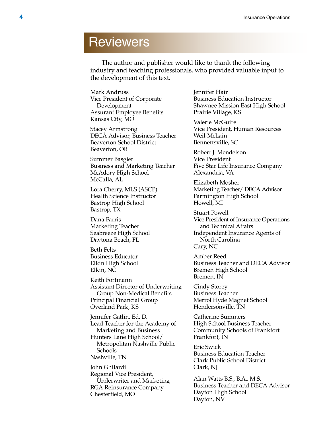 Insurance Operations, 1st Edition page 4