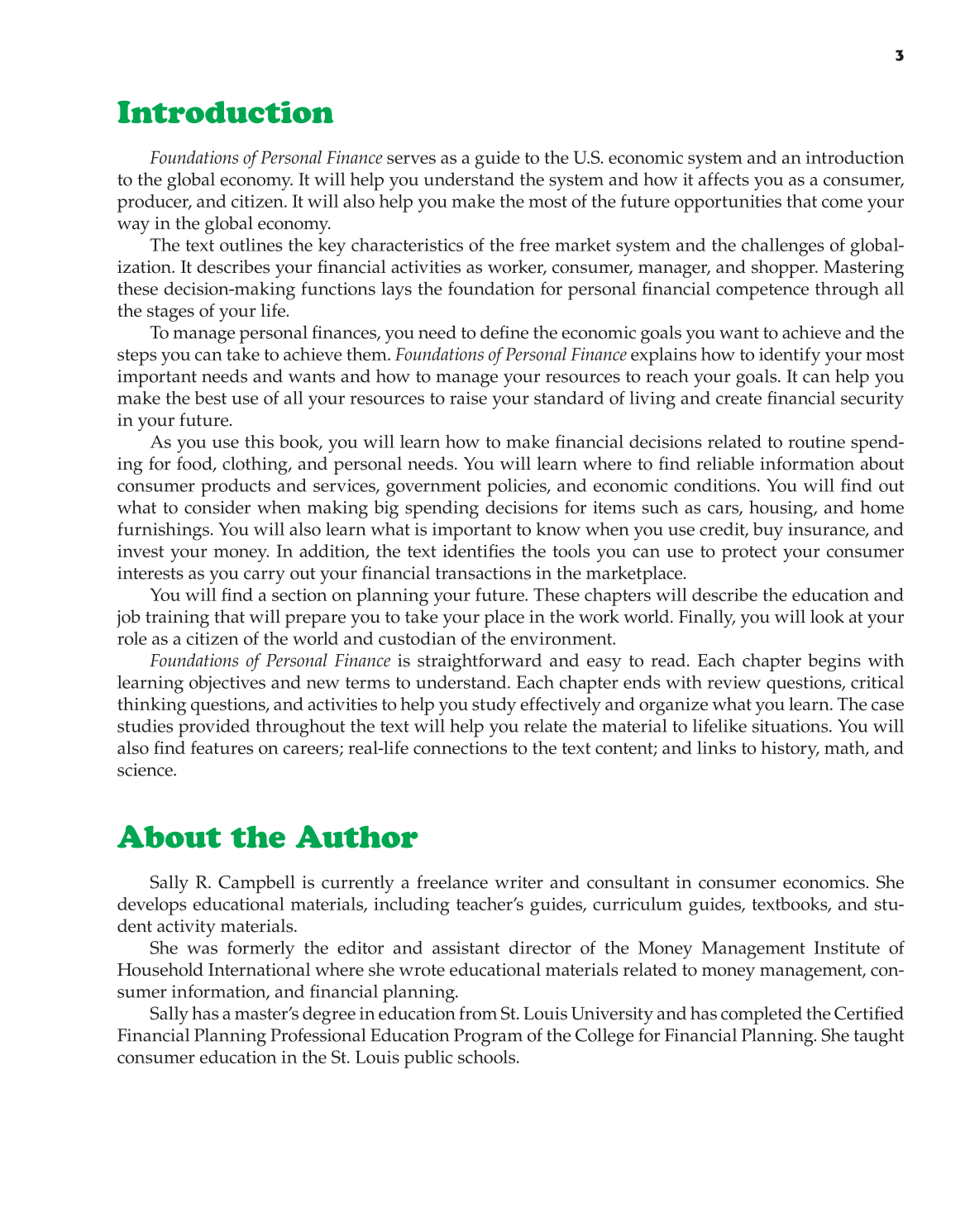 Foundations of Personal Finance, 8th Edition page 3