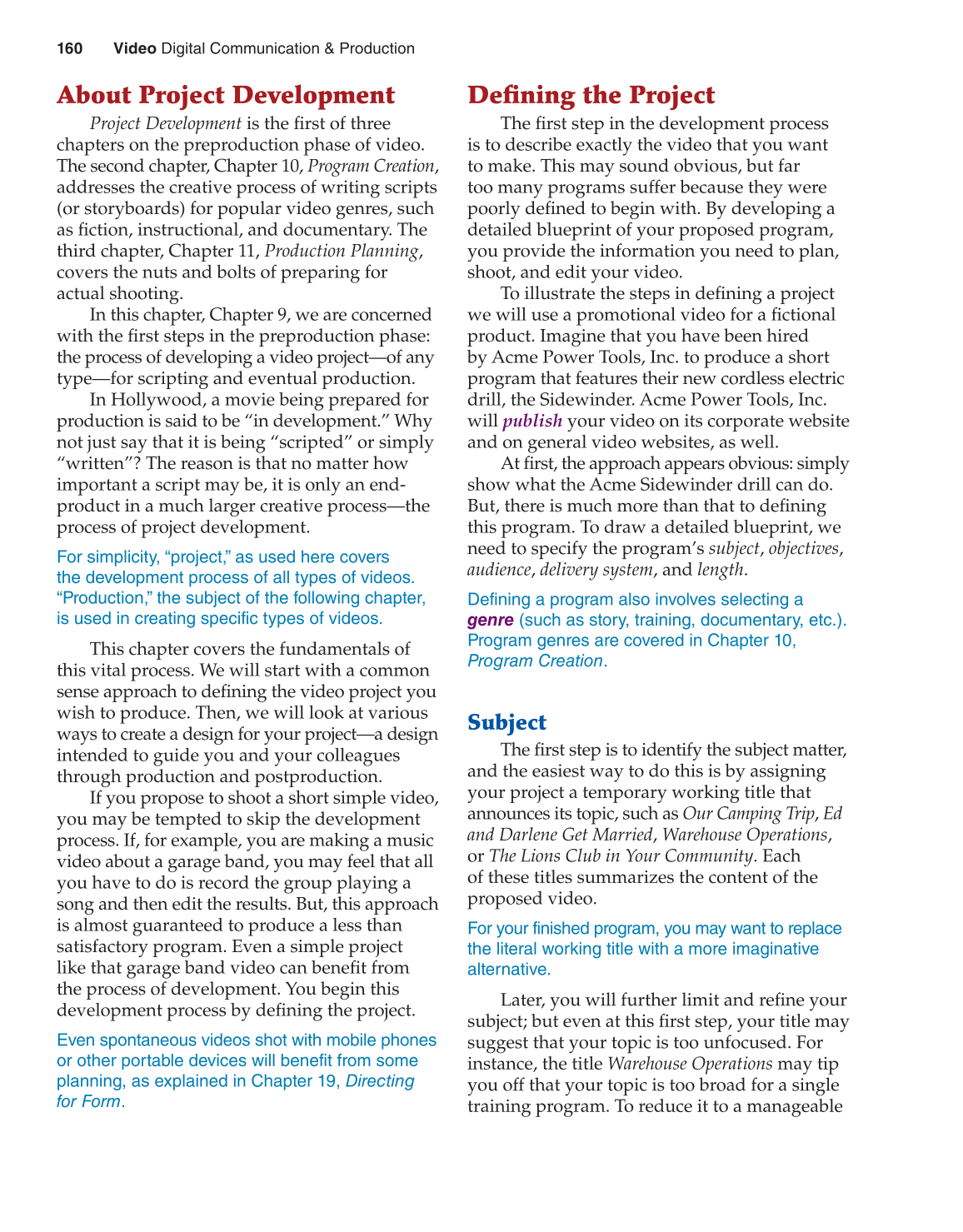 Video: Digital Communication &amp; Production, 3rd Edition page 160