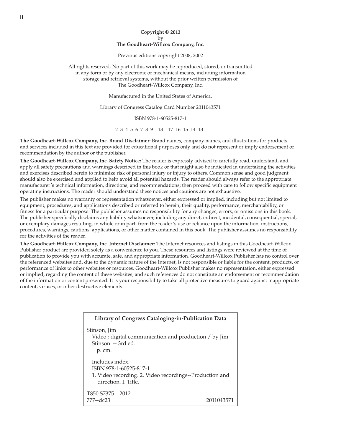 Video: Digital Communication &amp; Production, 3rd Edition page ii