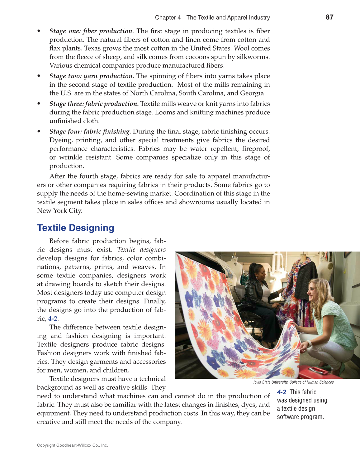 Apparel: Design, Textiles & Construction, 11th Edition page 87