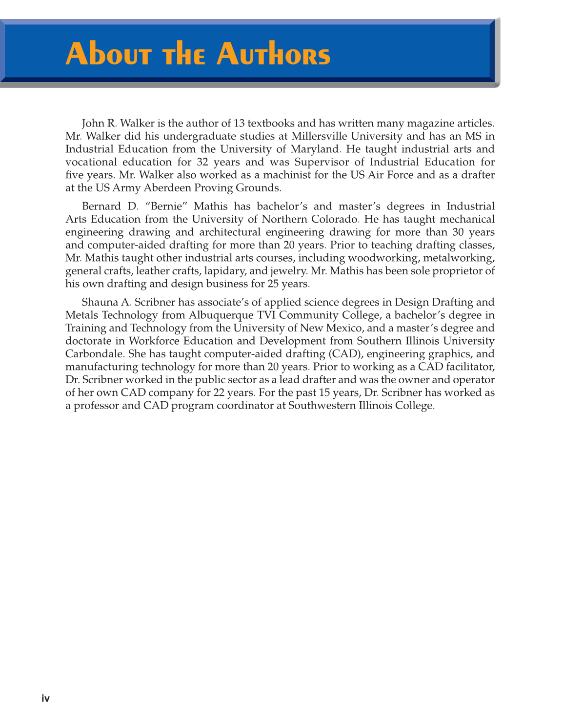 Exploring Drafting, 12th Edition page iv