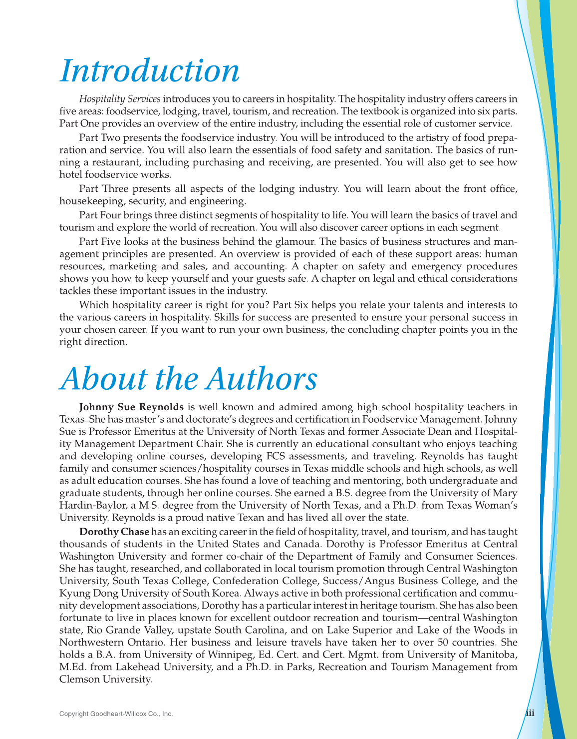 Hospitality Services, 4th Edition page iii