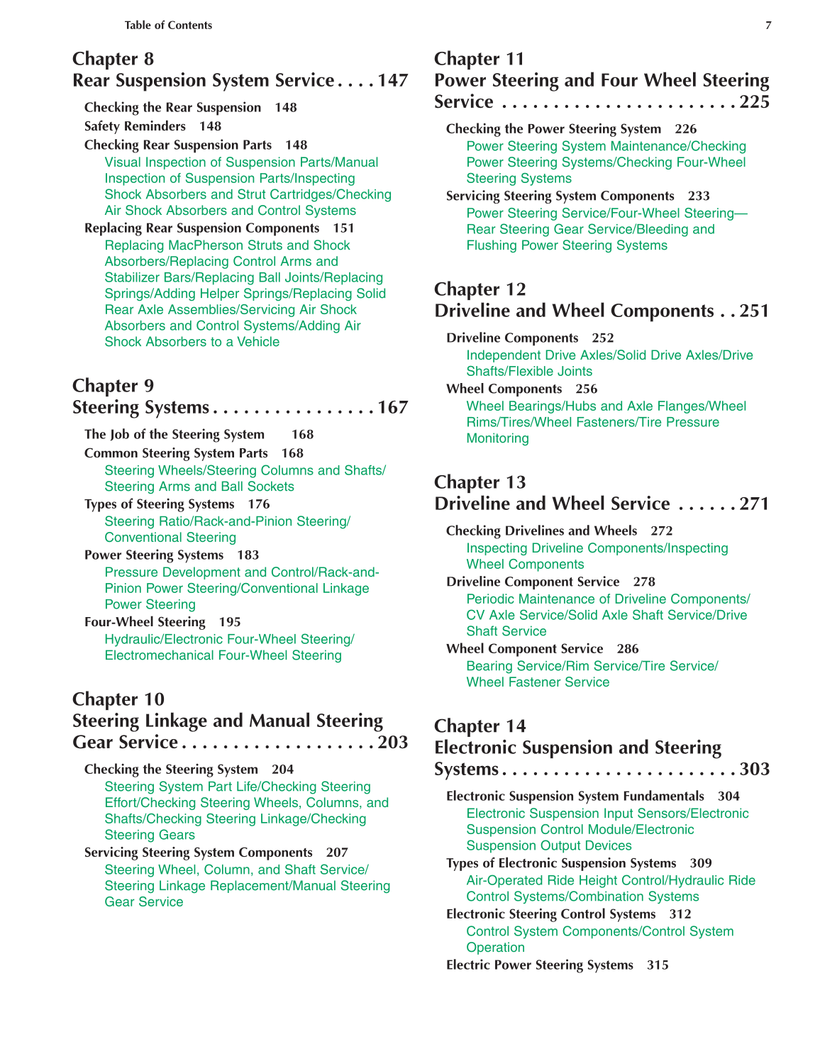 Auto Suspension and Steering, 4th Edition page 7