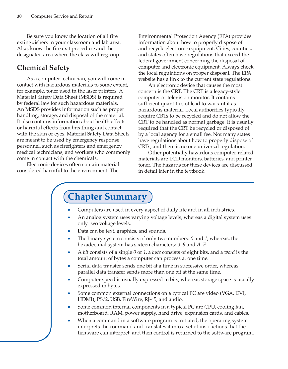 Computer Service and Repair, 4th Edition page 30