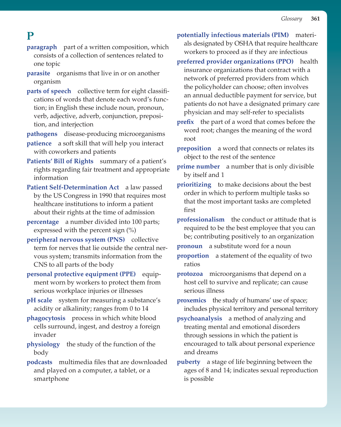 Essential Skills for Health Career Success, 1st Edition page 361