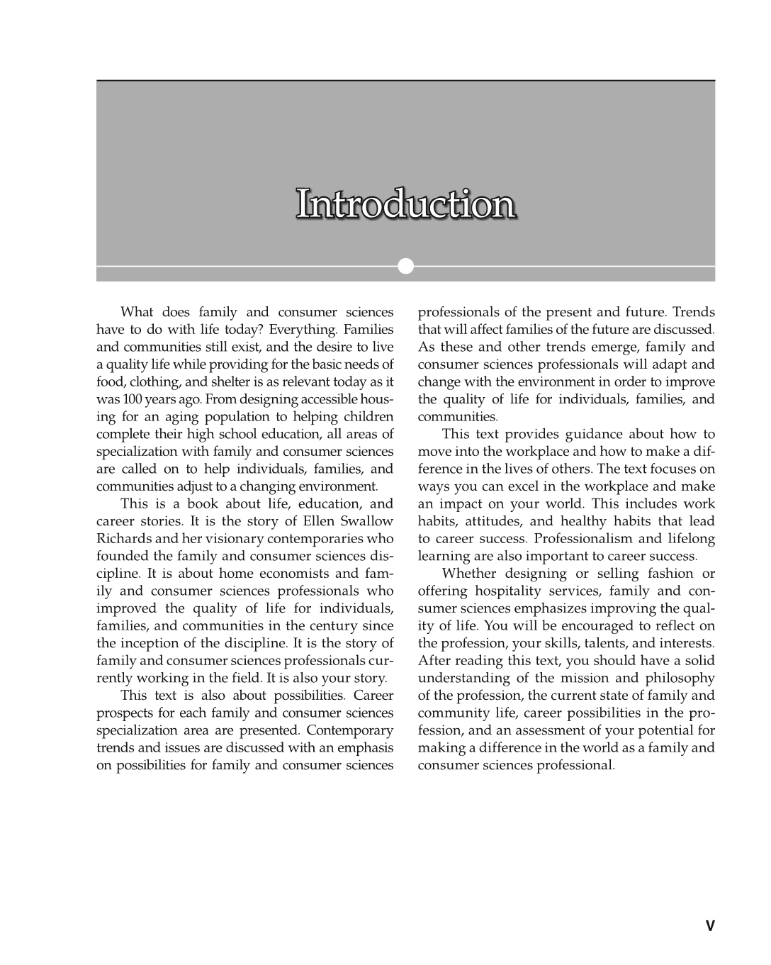 Foundations of Family and Consumer Sciences: Careers Serving Individuals, Families, and Communities, 2nd Edition page V